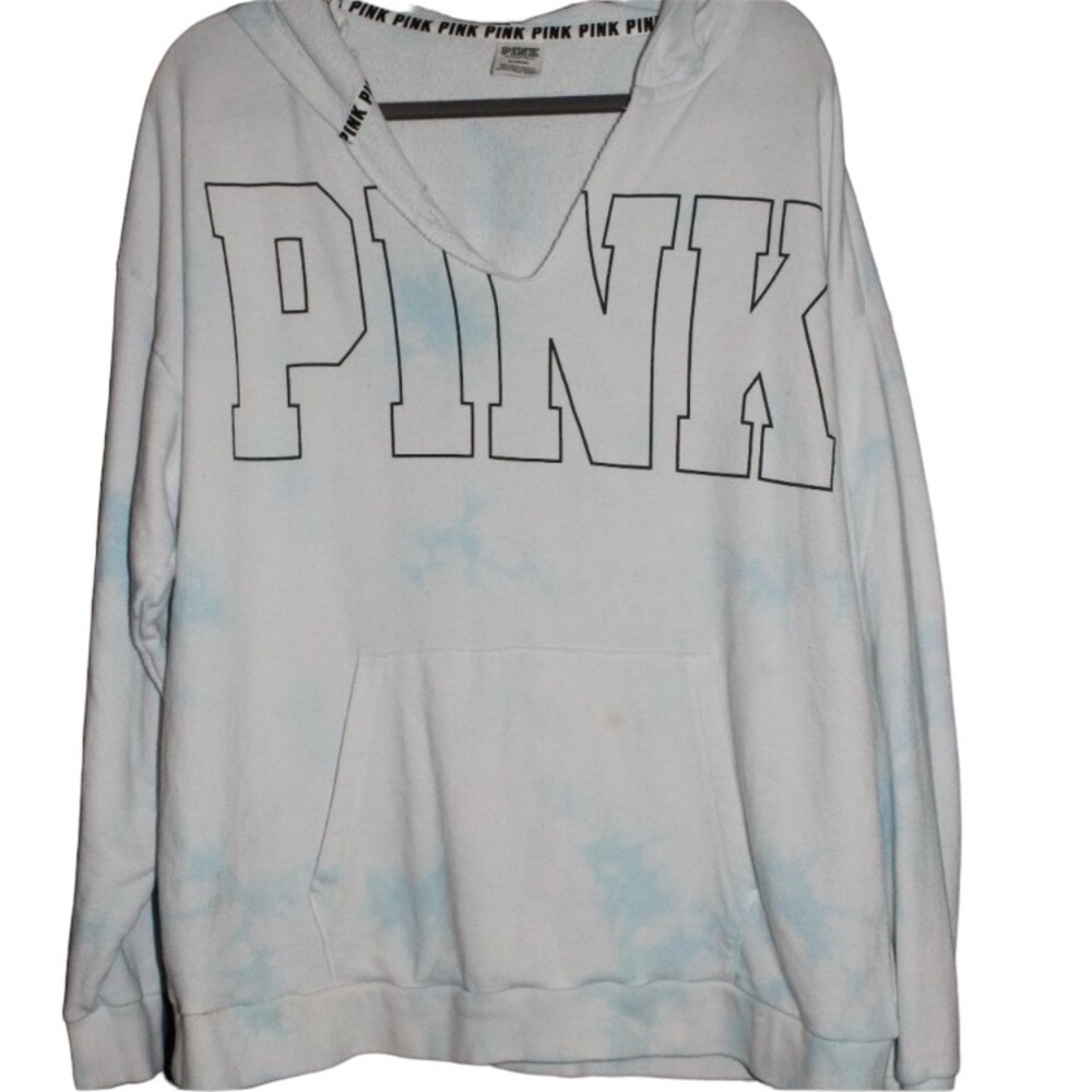 PINK by Victoria's Secret Light Blue and White Hoodie Size Medium